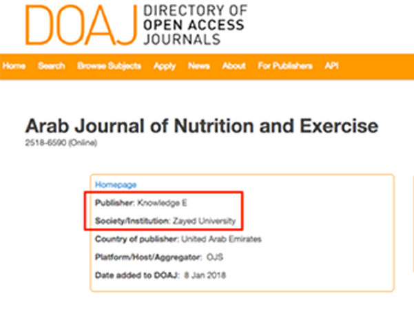 The Arab Journal of Nutrition and Exercise (AJNE) has been accepted for indexing in the Directory of Open Access Journals (DOAJ)