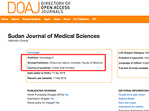 The Sudan Journal of Medical Sciences (SJMS) has been accepted for indexing in the Directory of Open Access Journals (DOAJ)